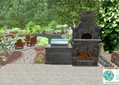 Outdoor kitchen design ideas. Online landscape designs outdoor kitchen-pizza oven-fire pit patio-raised beds-online landscape design service 3d design